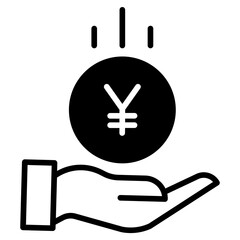 Sticker - Yen Save solid glyph icon