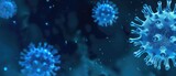 Fototapeta  - A virus on a blue background. Virus protection