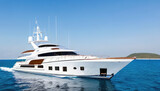 Fototapeta  - Luxury white yacht in ocean