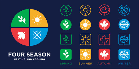 four season element design vector