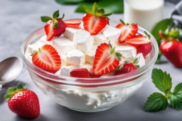 Canvas Print - yogurt with strawberries