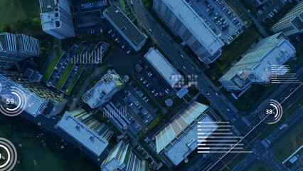 Aufkleber - 都市の空撮と統計データ