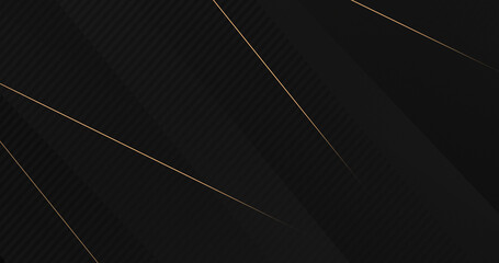 Abstract luxury background with golden lines on black background. Gold polygonal random network shine glitter design. Premium gradient banner. Modern dark royal BG. Steel glowing 3d dynamic mesh frame