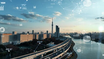 Poster - 都市空撮と統計データ