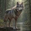 Wolf on the background of the forest