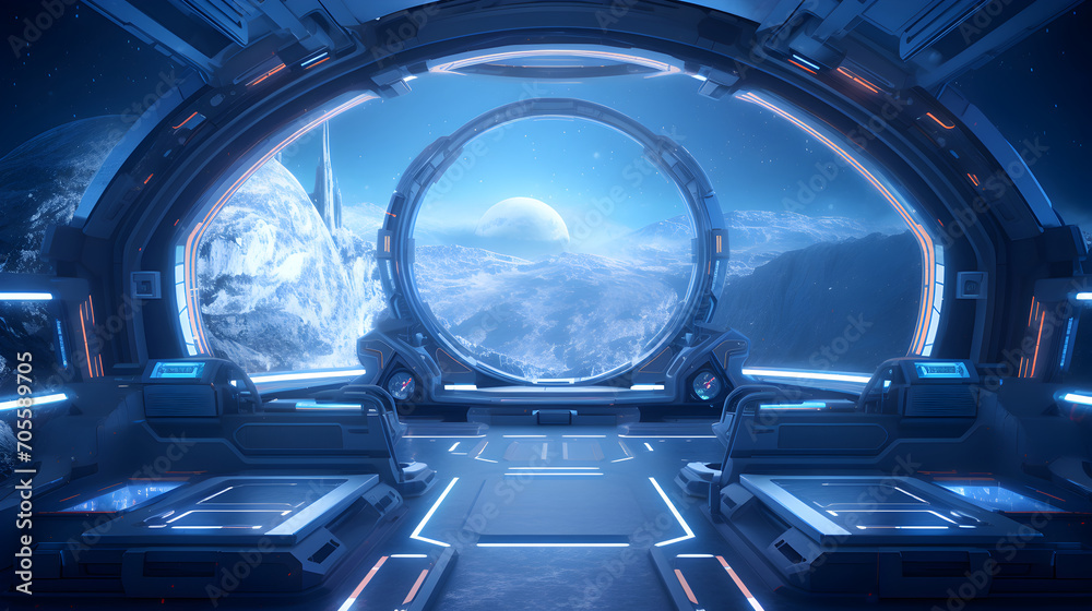 Futuristic space station interior along with Sleek Technology and ...