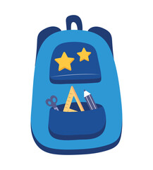 Wall Mural - School backpack of colorful set. This charming cartoon illustration captures the essence of school life with a colorful backpack as the star. Vector illustration.