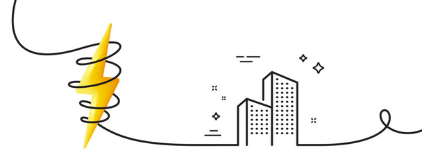 Poster - skyscraper buildings line icon. continuous one line with curl. city architecture sign. town symbol. 