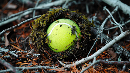 Poster - tennis ball on the net