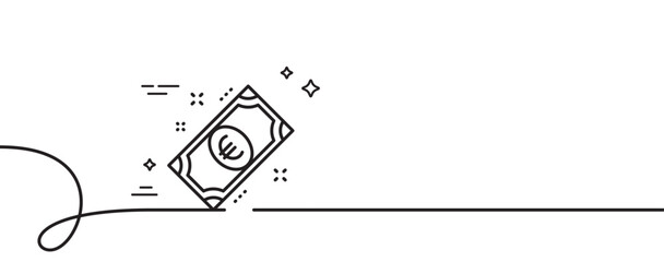 Poster - euro money line icon. continuous one line with curl. payment method sign. eur symbol. euro money sin