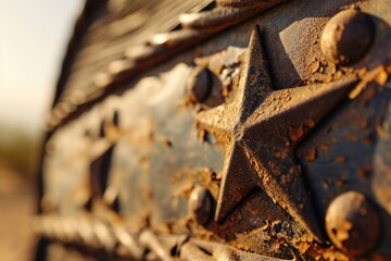 Poster - A detailed close-up of a metal object featuring a star. This versatile image can be used in various projects