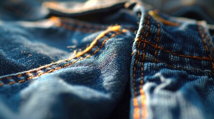 Aufkleber - A close-up view of a pair of blue jeans. Versatile and timeless, this image can be used in fashion-related articles, clothing advertisements, or lifestyle blog posts.