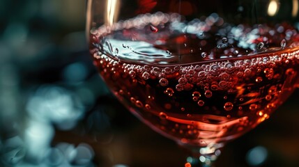 Aufkleber - A close up of a glass of wine with bubbles. Perfect for wine enthusiasts or for use in restaurant menus
