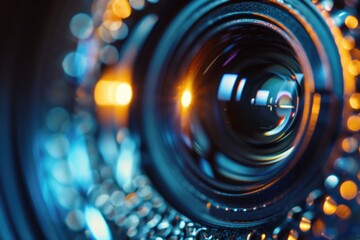 Poster - A close up view of a camera lens. Perfect for photography enthusiasts and professionals.