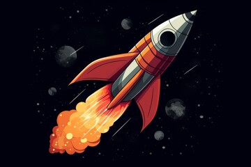 Wall Mural - Flying rocket in space, illustration. Generative AI