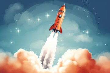 Wall Mural - flying rocket in space, illustration. generative ai
