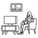 Fototapeta Boho - Watching movies for your mental health and serve as more than just a hobby or pastime Concept vector outline icon design, behavioral orientations symbol, Individual identity or Style of life Sign,
