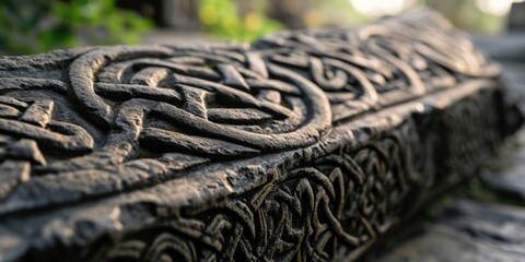 Poster - A stone bench sitting on top of a stone floor. This versatile image can be used in various design projects