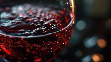 Poster - A close-up view of a glass of wine sitting on a table. Perfect for adding a touch of elegance to any design or project