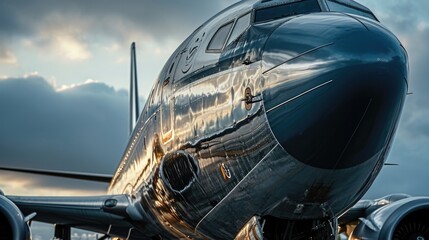 Aufkleber - A large jetliner parked on the airport tarmac. Suitable for travel and aviation-related designs