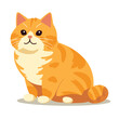 An orange tabby cat is sitting and looking forward in a vector illustration.
