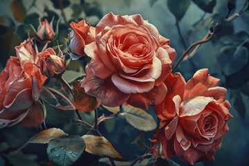Poster - A close-up view of a vibrant bunch of flowers. This image can be used to add a pop of color and beauty to any project