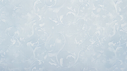 light blue soft pastel cool, delicate background with vintage floral wallpaper ornament on the wall copy space blank