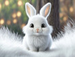 Sweetest, most wonderful fluffy bunny on a white trap