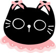 cute coquette black cat with pink ribbon bow 