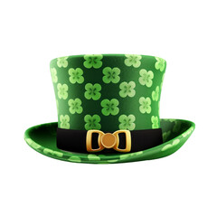 a st patricks day traditional green leprechaun hat isolated on a white background