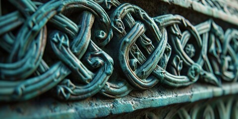 Aufkleber - A detailed close-up of a decorative design on a wall. This image can be used for interior design inspiration or as a background for graphic design projects