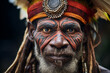 © Tetiana - Generative AI close up photo of confident man native african tribe traditional pattern on face