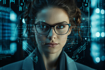Poster - Successful Male Female Data Center IT Specialist Computer technologies Generative AI picture