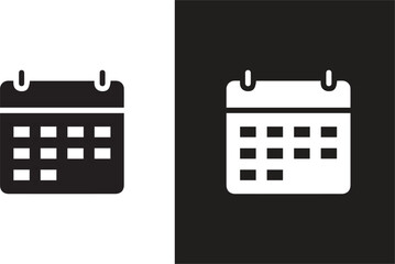 Calendar vector icon. Vector illustration. Black and white calendar icon. Calendar icon template color editable.