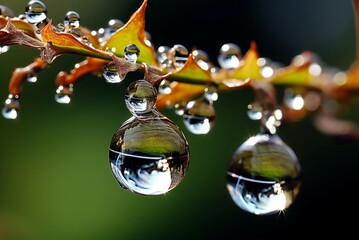 Poster - Dewy Macro drops nature. Dew rain purity. Generate Ai