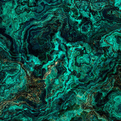 Poster - Malachite Marble texture. Fractal digital Art Background. High Resolution. Green marble texture with gold veins. Can be used for background or wallpaper Fractal digital render