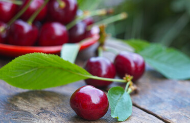 Wall Mural - Red cherry on the board