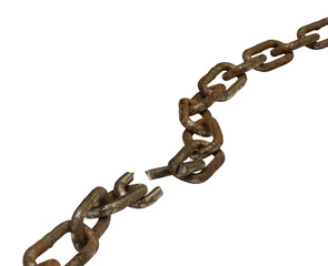 Wall Mural - rusty old broken chain on transparent background