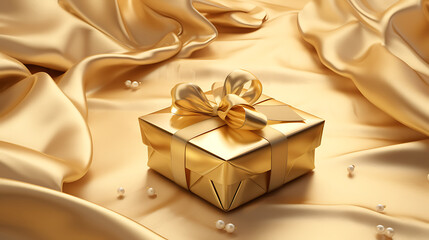 Wall Mural - A luxury gold gift, 3d rendering