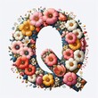 Flowers letter Q. AI generated illustration