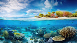 Fototapeta Do akwarium - Underwater Photography of Vibrant Sea Life in Great Barrier Reef