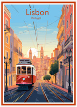 Lisbon Portugal Travel Retro Wall Poster