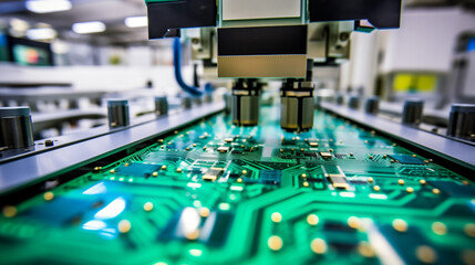 Poster - Robotic arms in action at a microchip production line