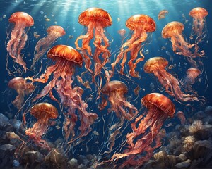 Wall Mural - jelly fish in the aquarium