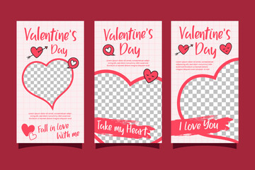 Vector flat valentine's day instagram stories collection