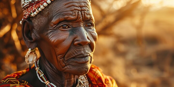 Portrait of a Samburu Elder at Sunset. Generative ai