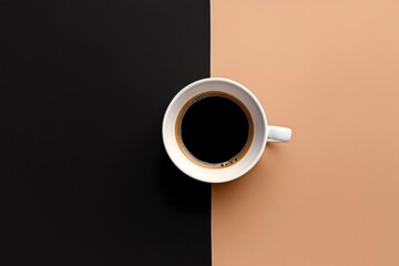 Wall Mural - Cup of black coffee on black background