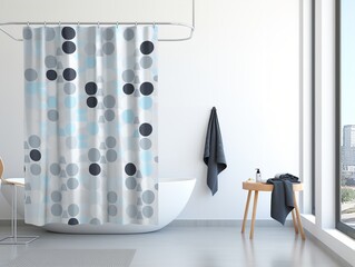 Wall Mural - Stylish Shower Curtain Mockup for Bathroom Decor - AI Generated