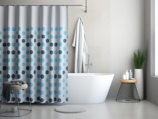 Wall Mural - Stylish Shower Curtain Mockup for Bathroom Decor - AI Generated