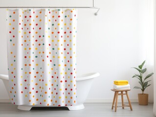 Wall Mural - Stylish Shower Curtain Mockup for Bathroom Decor - AI Generated